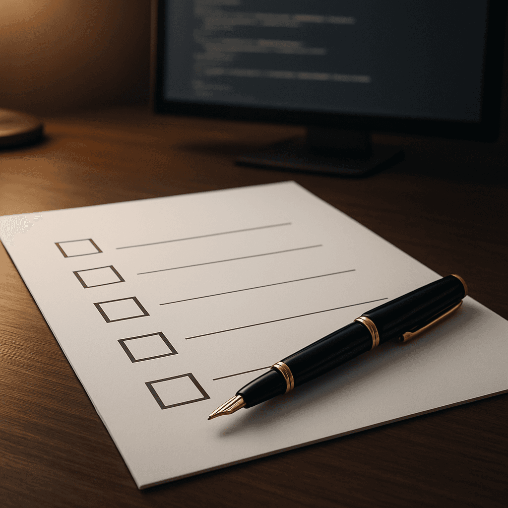 Checklist de 30 perguntas para avaliar um blog automático com IA e saber se ele pode ser citado por ChatGPT, Gemini e Perplexity