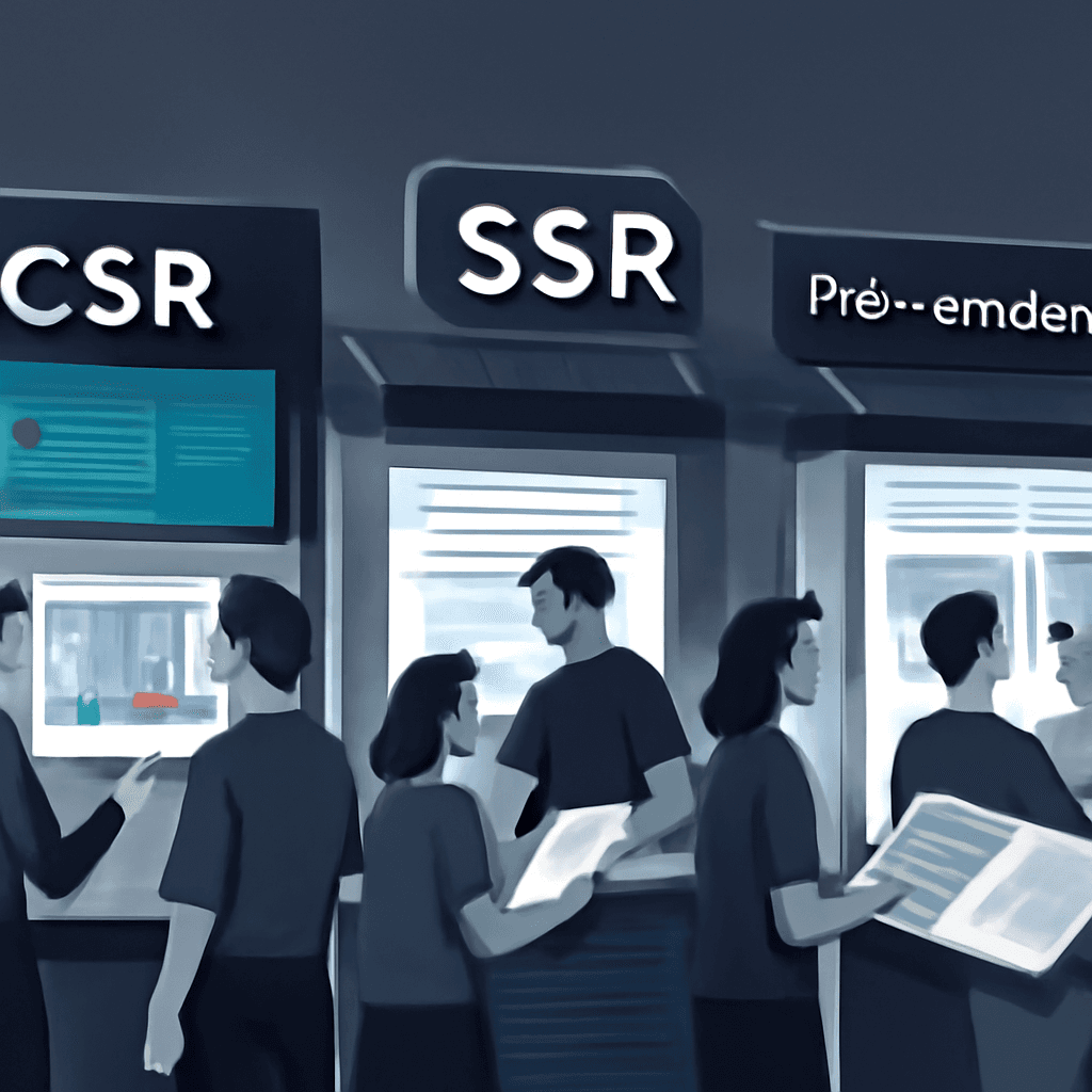 CSR vs SSR vs pré-renderização: escolha a estratégia certa para páginas programáticas em SaaS