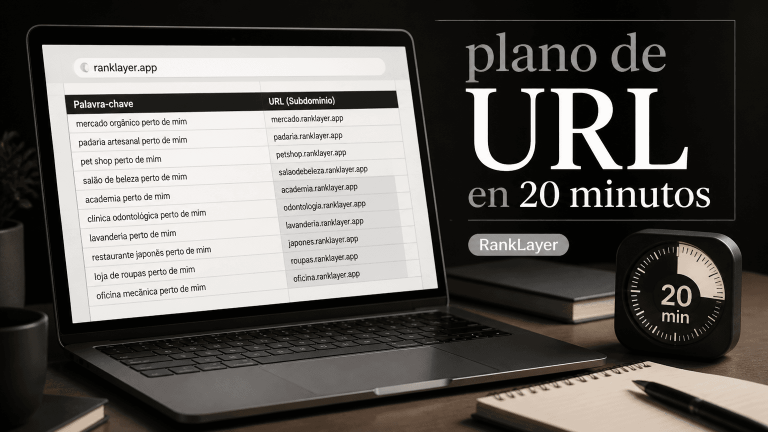 El plano de URL en 20 minutos para mapear 100 palabras clave locales