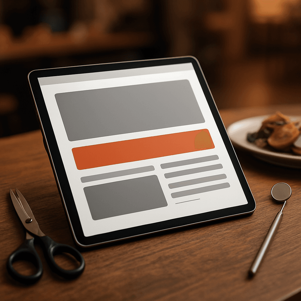 Modelo de blog com IA preenchível para negócios locais: salão, dentista e restaurante