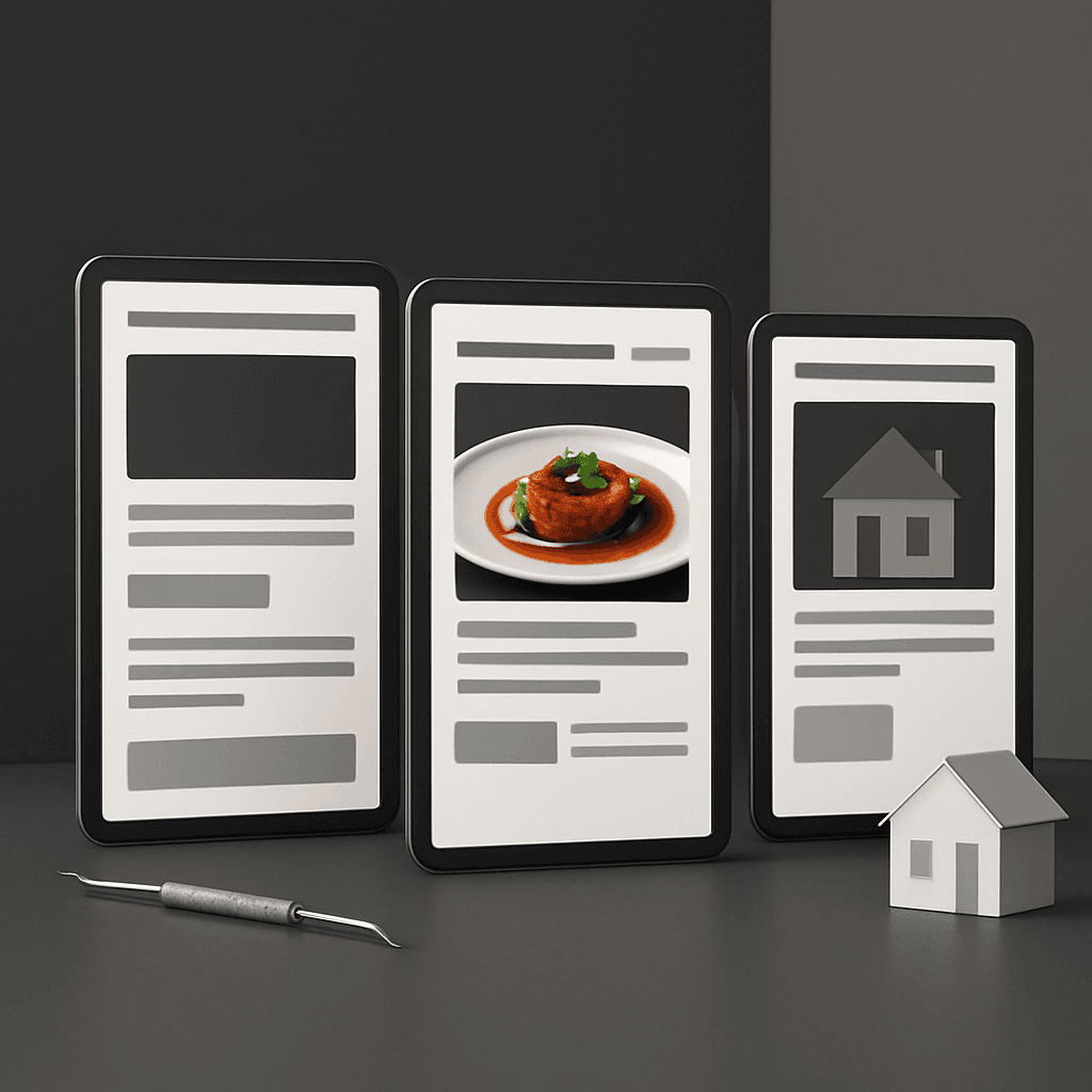 Plantillas de blog automático que convierten de verdad para dentistas, restaurantes e inmobiliarias